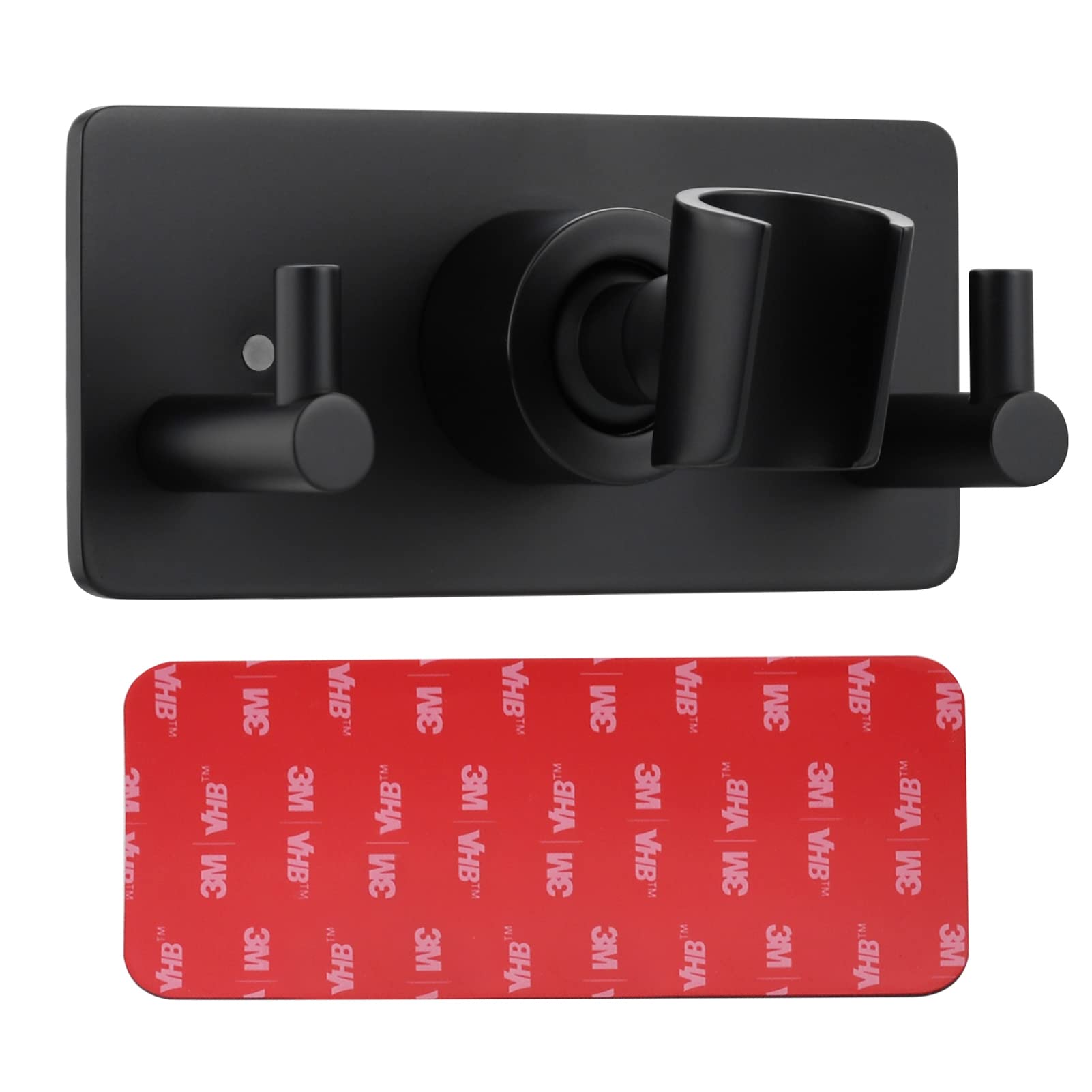 Tecmolog Brausehalter Verstellbar Edelstahl Duschkopfhalter Kleben Ohne Bohren für Handbrause Schwarz, ST31CB