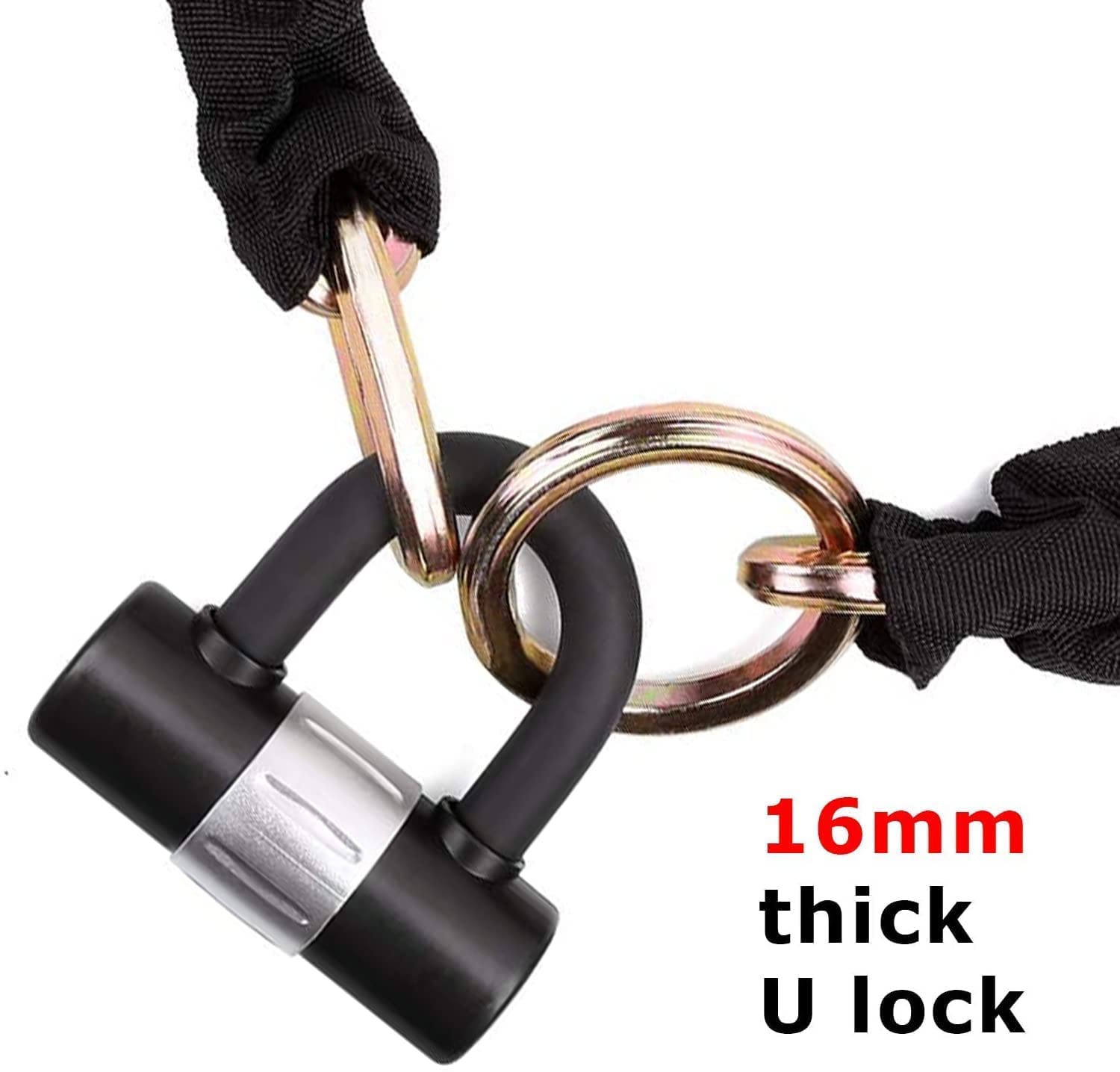 BIGLUFU Fiets Kettingslot, Motorfietssloten, 150mm / 12mm, Heavy Duty Fietsslot, Ideaal voor generator, poorten & hekken, skateboards, kinderwagen, scooter, enz