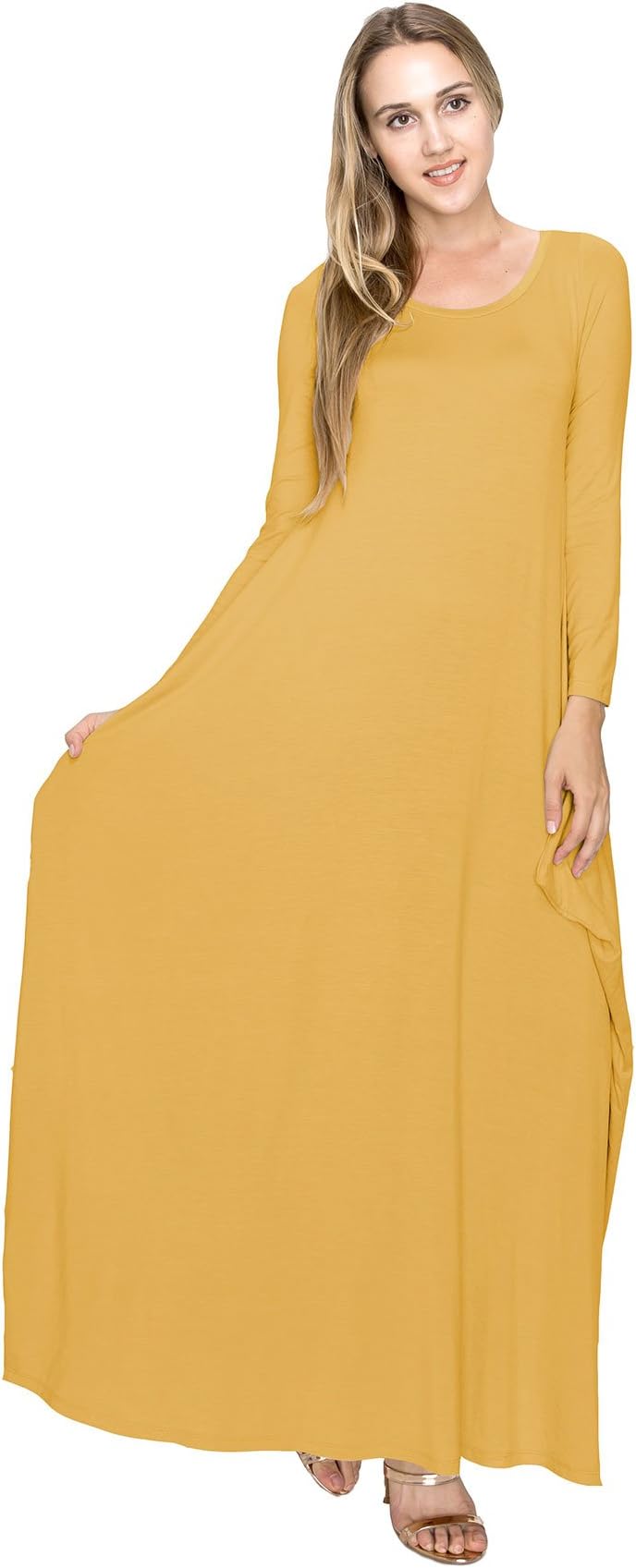 AG2G giftsWomen's Maxi Boho Harem Long Sleeve Dress-USA(Size:S-5X)