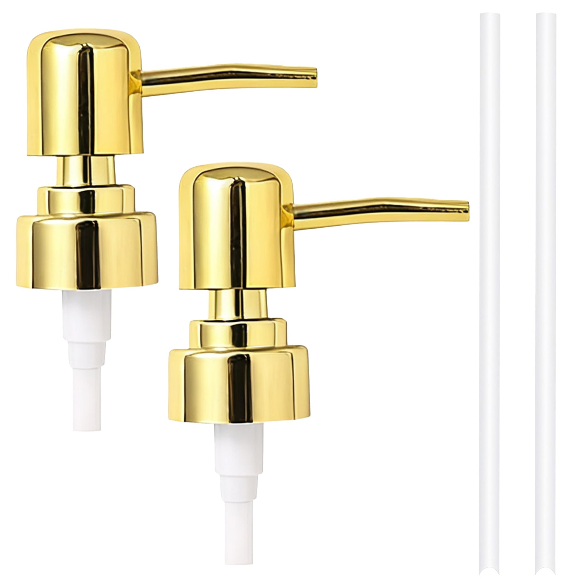 Xiciki 2 Pcs Gold Soap Dispenser Pump, Hand Soap Dispenser Top Replacement, Lotion Dispenser Pump Head, Top Dispenser Pumps for Lotion Regular Glass Mouth Bottles