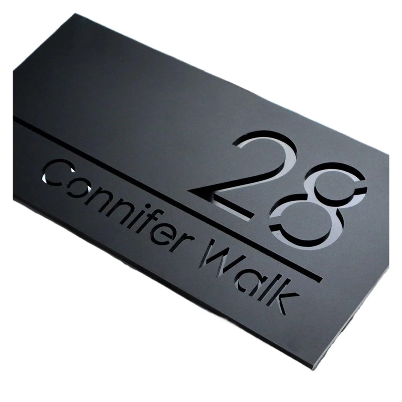1 Szt. Znak Akrylowy 3D Pływający Nowoczesny Numer Domu Drzwi Adres Zewnętrzny Nazwa Ulicy(Black - Black 2,20x40cm)