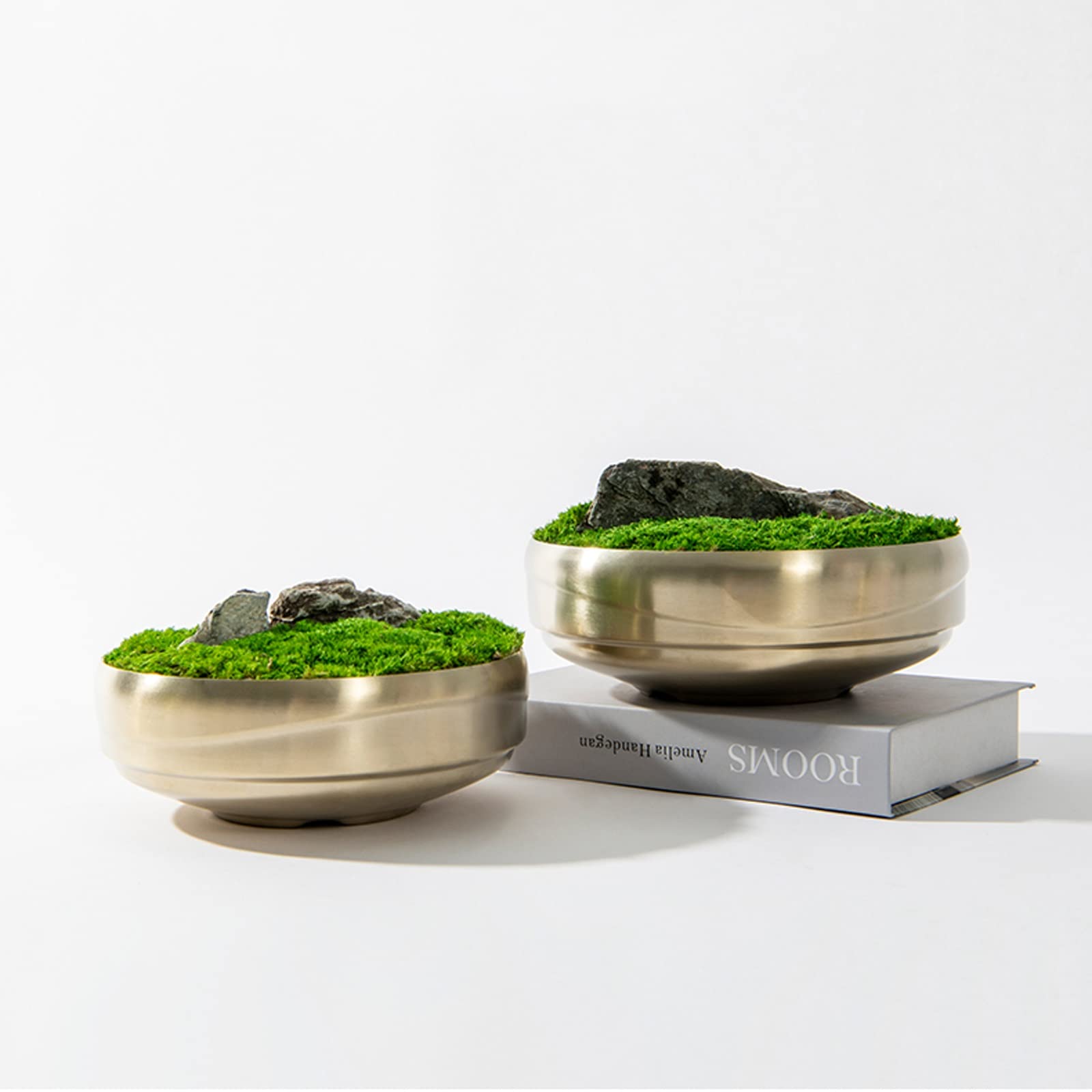 Árbol bonsái Artificial Bonsái Artificial, Musgo Verde Falso, Planta Verde Artificial, bonsái for Mesa de Centro, Adornos de decoración de Escritorio Decoración de Plantas Falsas(L)