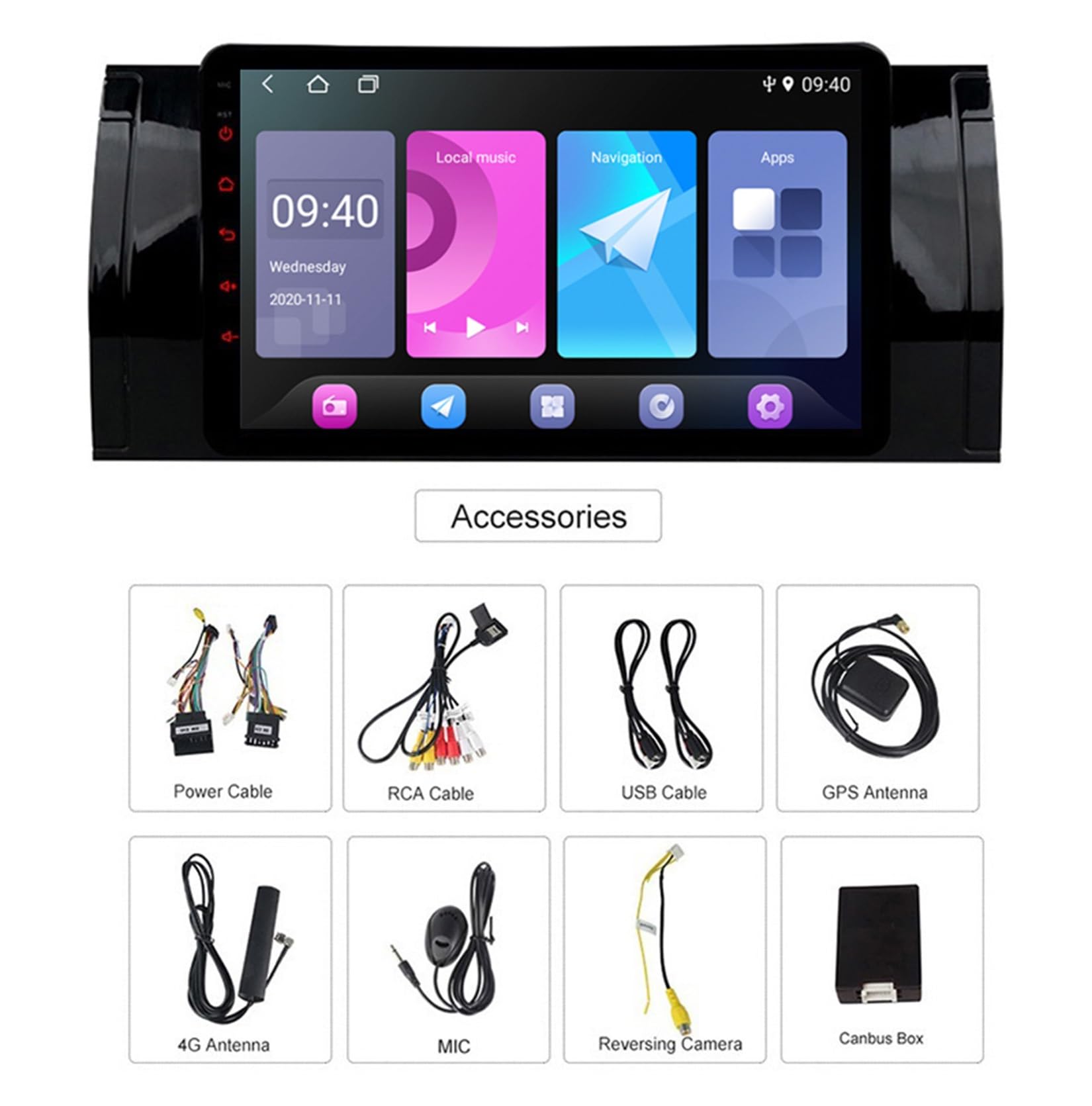 8-calowy ekran dotykowy Carplay Car Android 15 Radio samochodowe dla BMW E39 z bezprzewodową funkcją Carplay Android Auto kamera cofania nawigacja GPS(W2-4 Core Wifi 1+32GB)