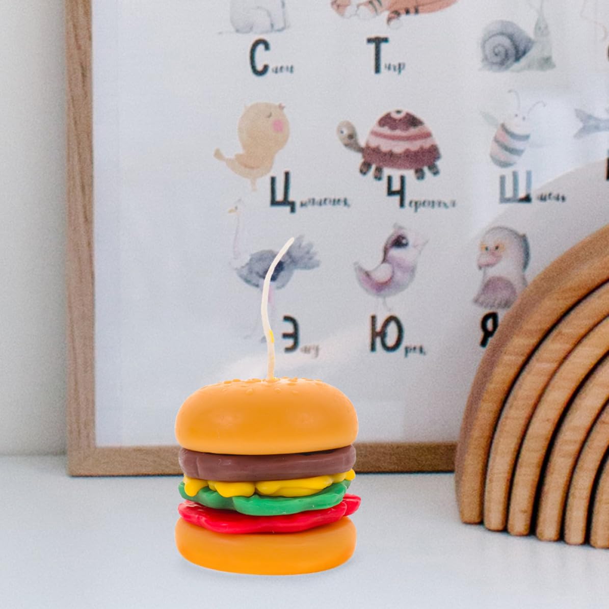 Vela Decorativa 2 Naranja Piezas Hamburguesa Aromática Cera | Decoración de Escritorio, Forma de Hamburguesa, Estilo Rústico y Artístico