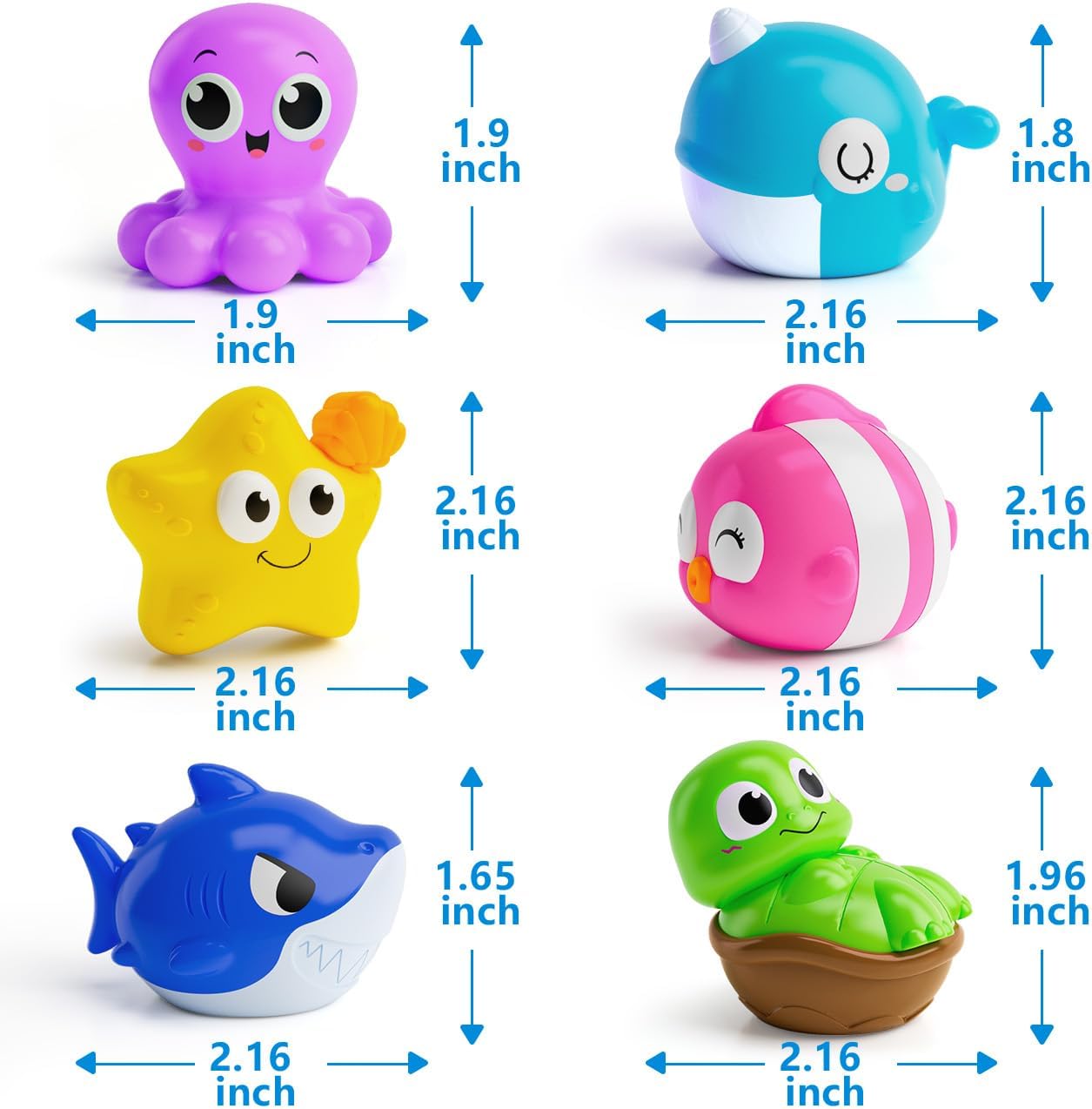 Light Up Bath Toys for Toddlers, 6 Pack Water Activated Bath Toys for Kids 1-3, Baby No Hole Bathtub Toys, Floating Pool Toys for 1 2 3 Year Old Girl & Boy Gifts