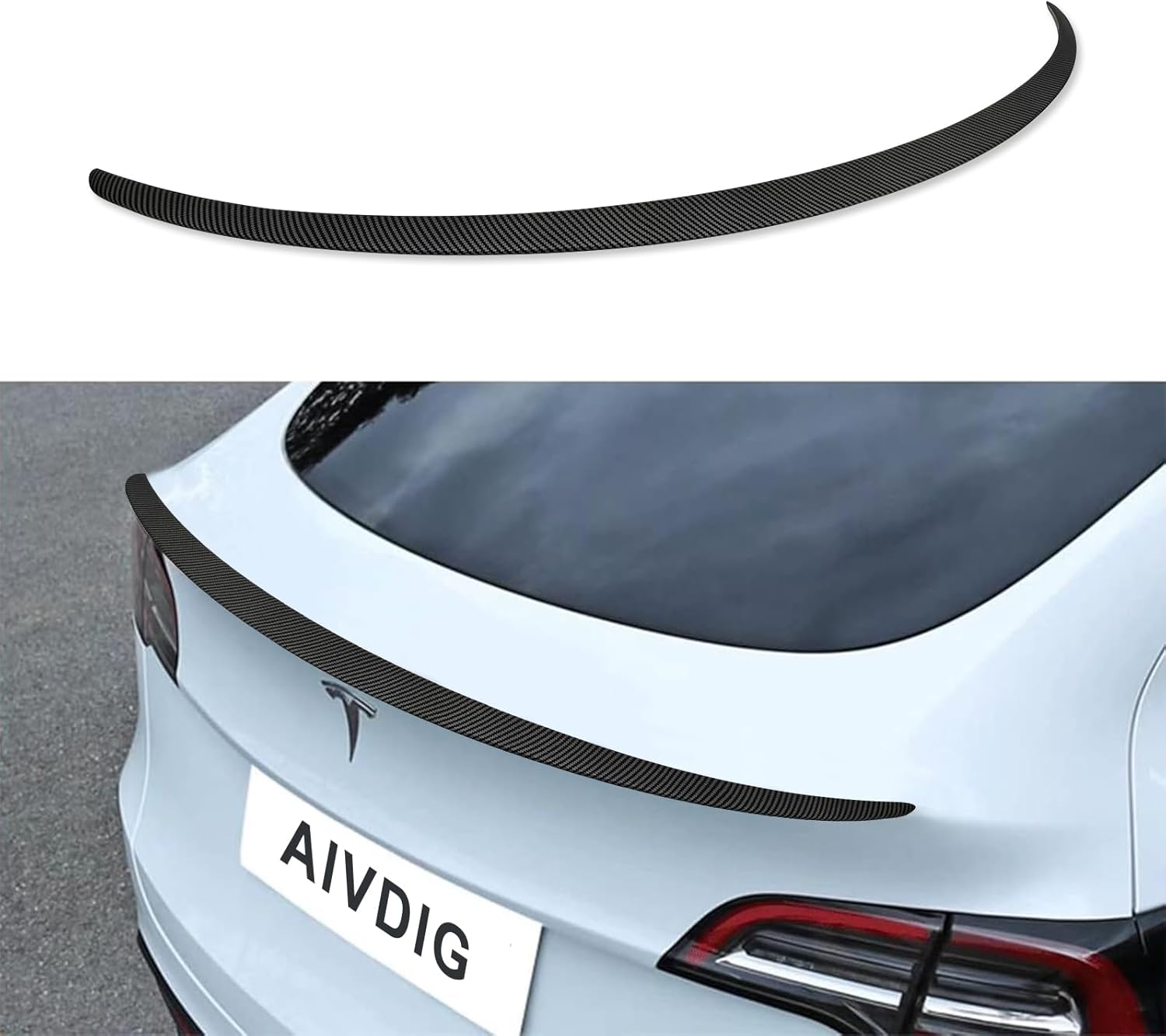 Spoiler Wing Fit for 20-24 Tesla Model Y, Matte Black Patterned Rear Trunk Trunk Lip Tail Lid for 2020 2021 2022 2023 2024 Tesla Model Y Model Y Carbon Fiber Pattern Matte INCOMPLETE