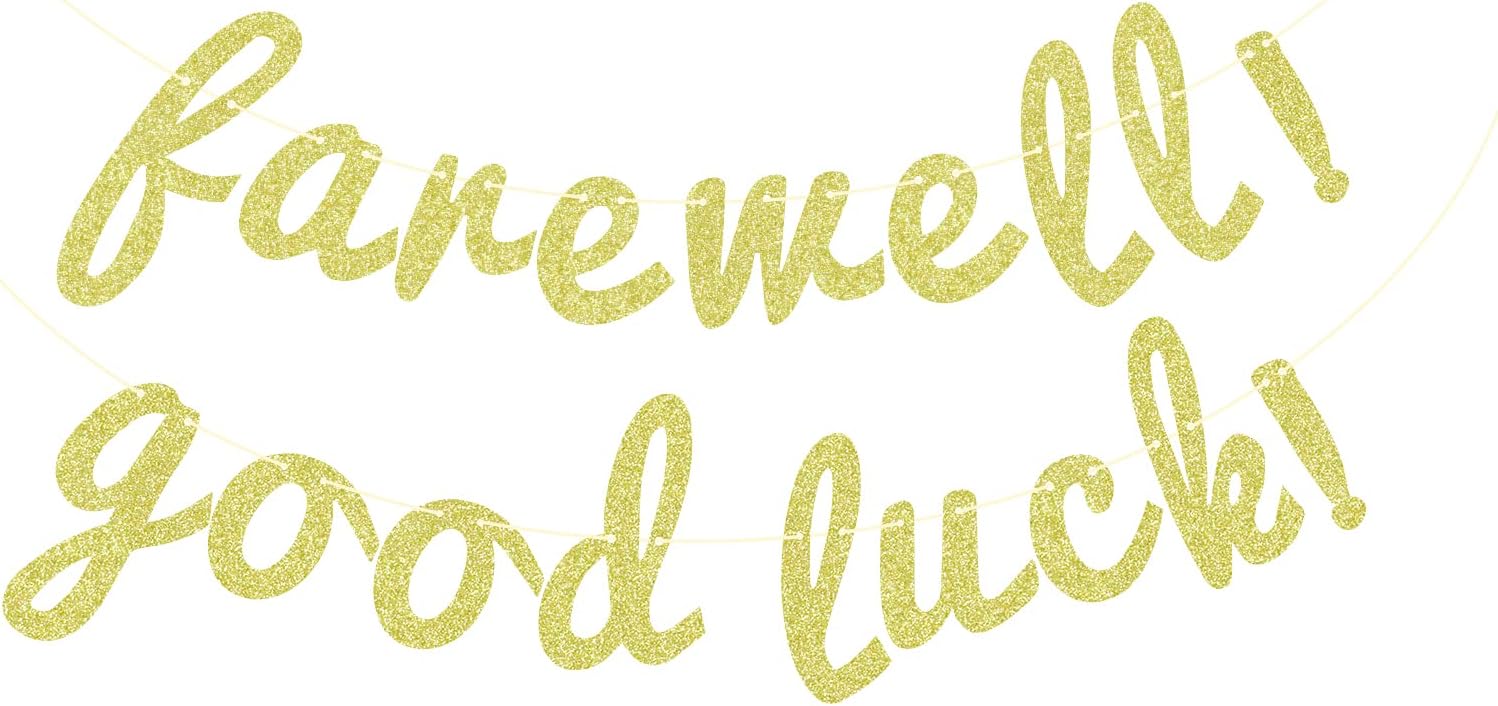 Farewell ! Good Luck ! Banner, Congrats Grad 2024, Happy Retirement, Graduation Retirement Party Decorations Gold Glitter.