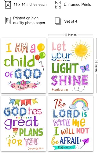 Miniatura 9 de Bible Verse Wall Art - Scripture Wall Art - Christian Wall Art for Kids, Boys, Girls Bedroom - Religious Gifts for Kids - Aesthetic Wall Collage Kit