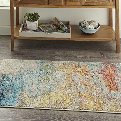 Nourison Grey/Blue Celestial Sealife 2'2" x 3'9" Area Rug, Modern
