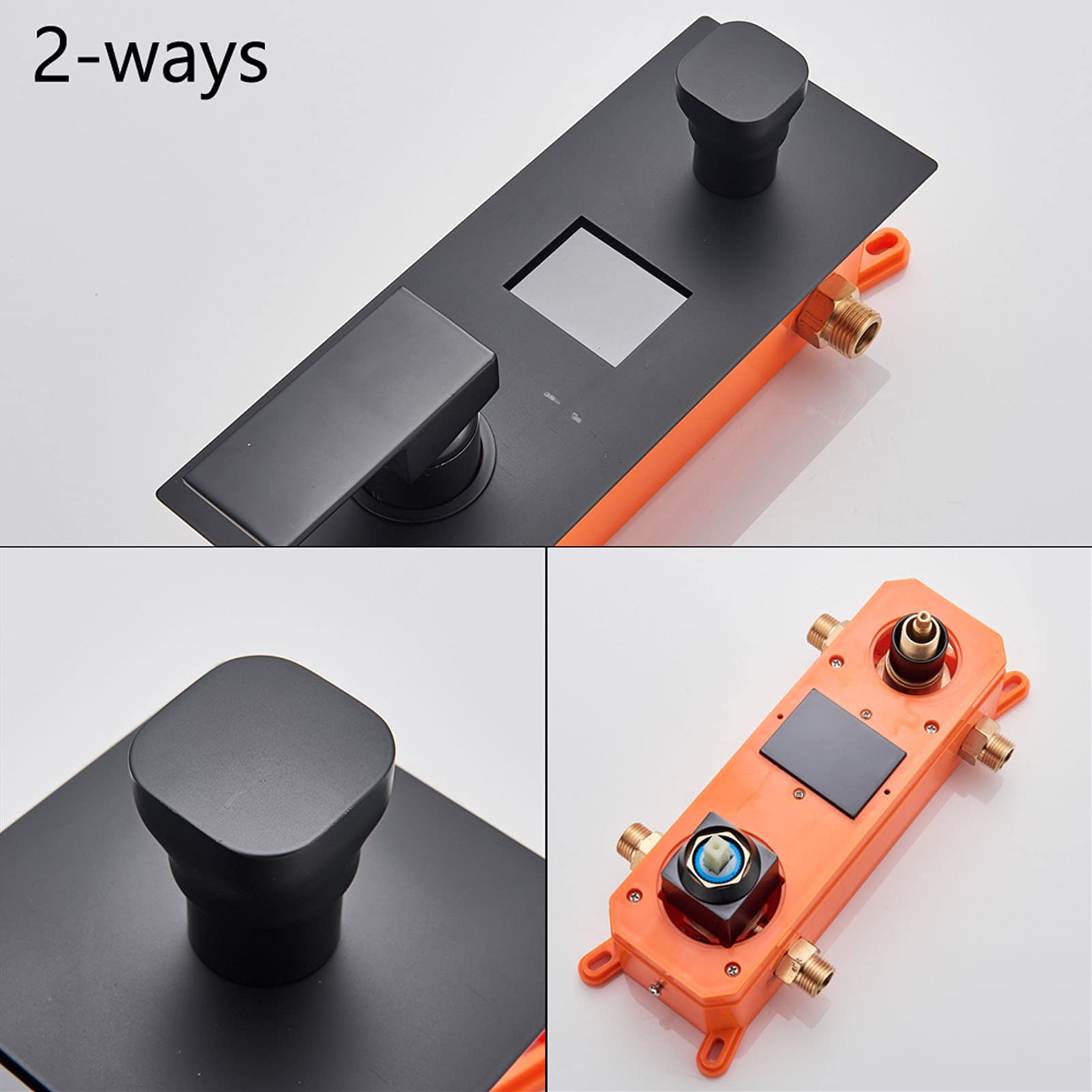 Set Doccia Nero, Set di rubinetti per Doccia con Display a Doppia Funzione, soffione Doccia a Pioggia in Acciaio Inossidabile, Miscelatore per Doccia a Parete, 12 Pollici