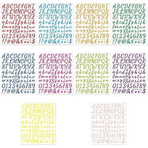 Rolin Roly 10PCS Self-Adhesive Vinyl Letter Stickers Multicolor Alphabet Stickers Mini Cursive Number Sticker Decals for Mailboxes Sign Cars Trucks Home Door Business Address Cover