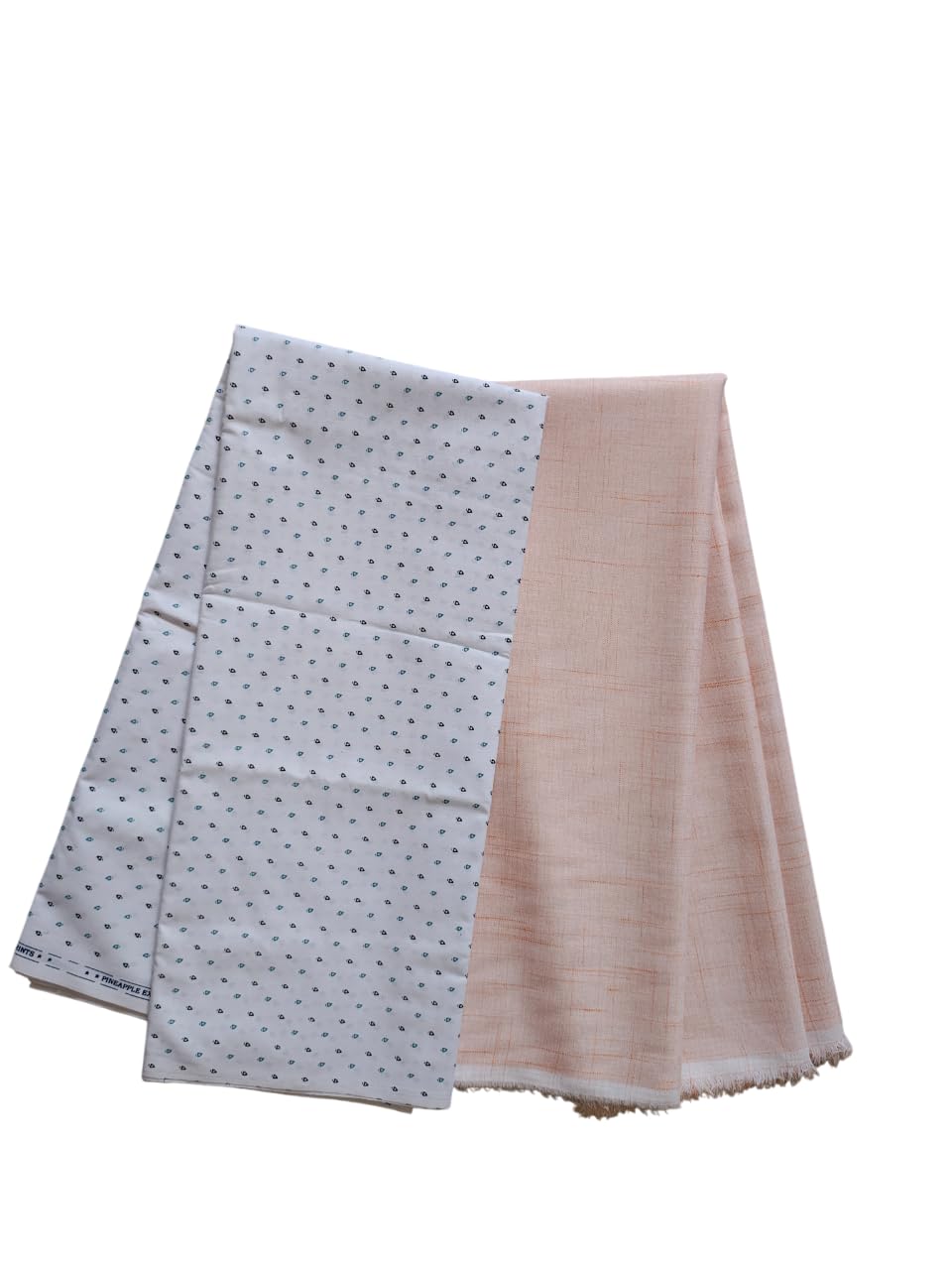 Cotton Blend Unstitched Shirt Fabric, White Polka Dot and Light Peach, 2 Piece Combo Pack, Regular Fit, Size 2.5 Meter each-picture-34