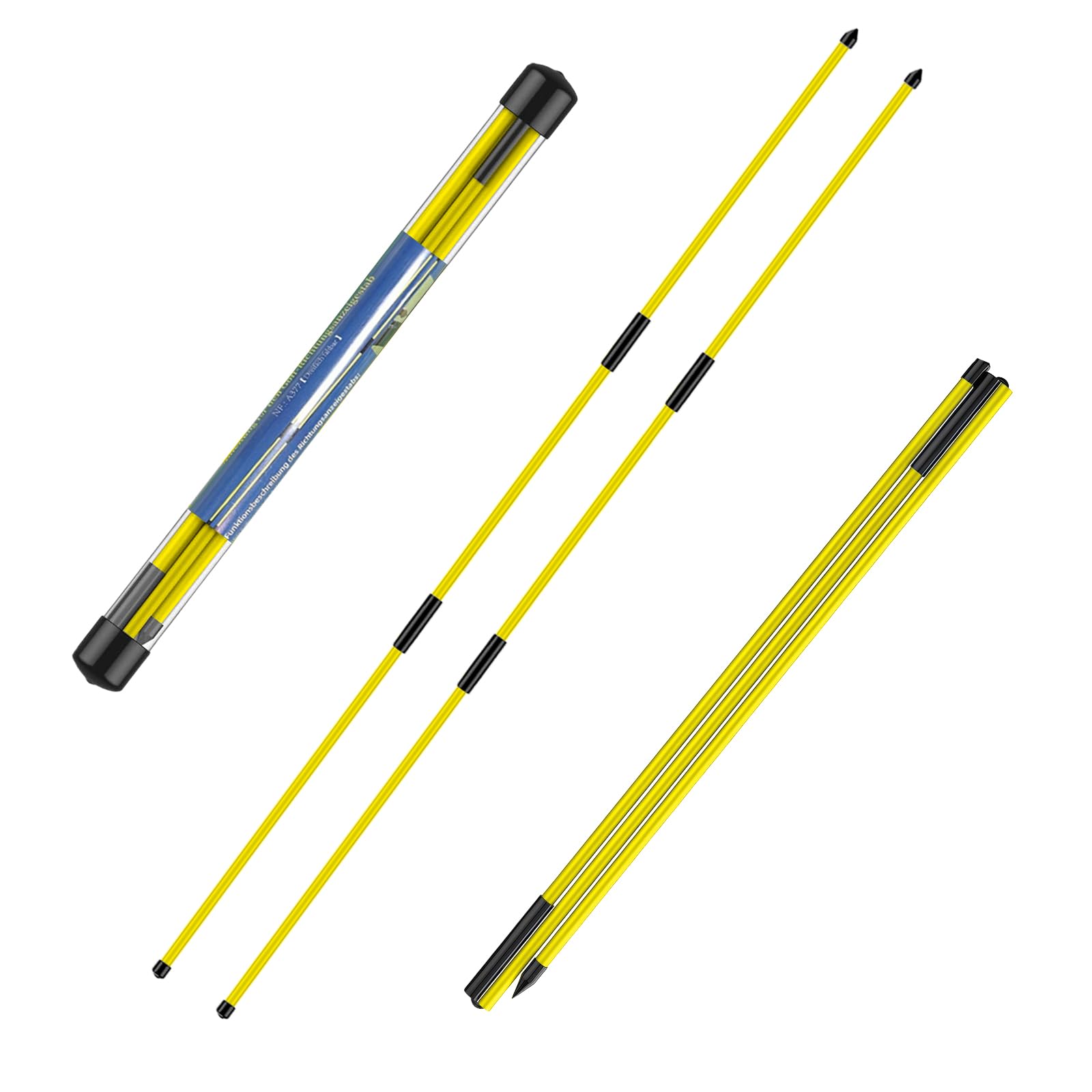flintronic Golf Alignment Stick, 2PCS Golf Practice Training Aid, Collapsible Golf Practice Rods for Aiming, Putting, Full Swing, Posture Corrector, with Clear Tube Case，Yellow