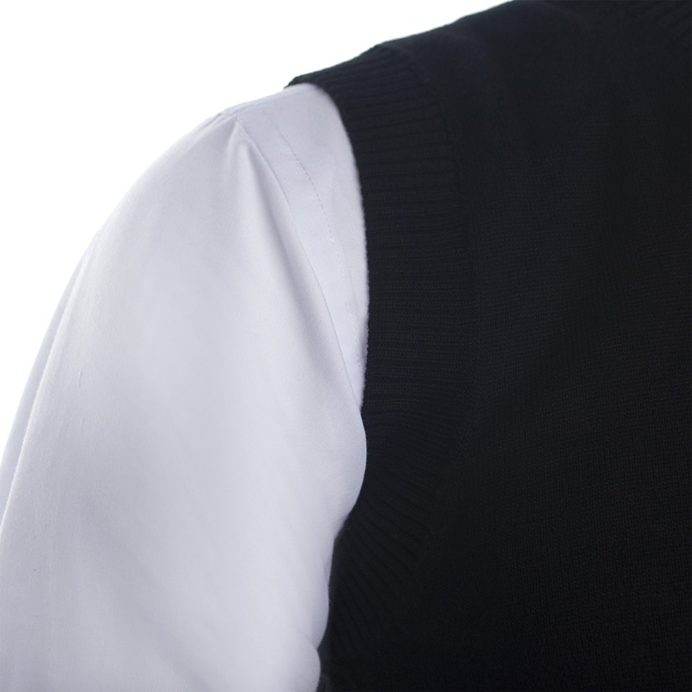 TopTie Chaleco de suéter Liso de Color sólido de Negocios para Hombre, Jersey Informal de Ajuste de algodón