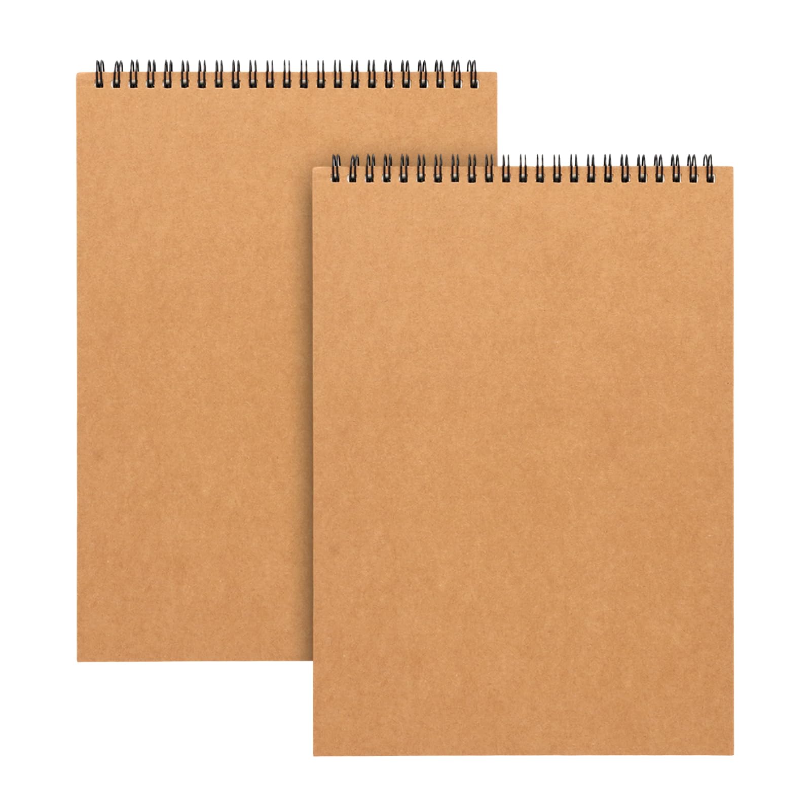 HONYUET 2 Pack A3 Kraft Spiral Sketchbook, 160gsm Brown Drawing Pad, 60 Pages, 42 x 29.7cm for Home Office Journal