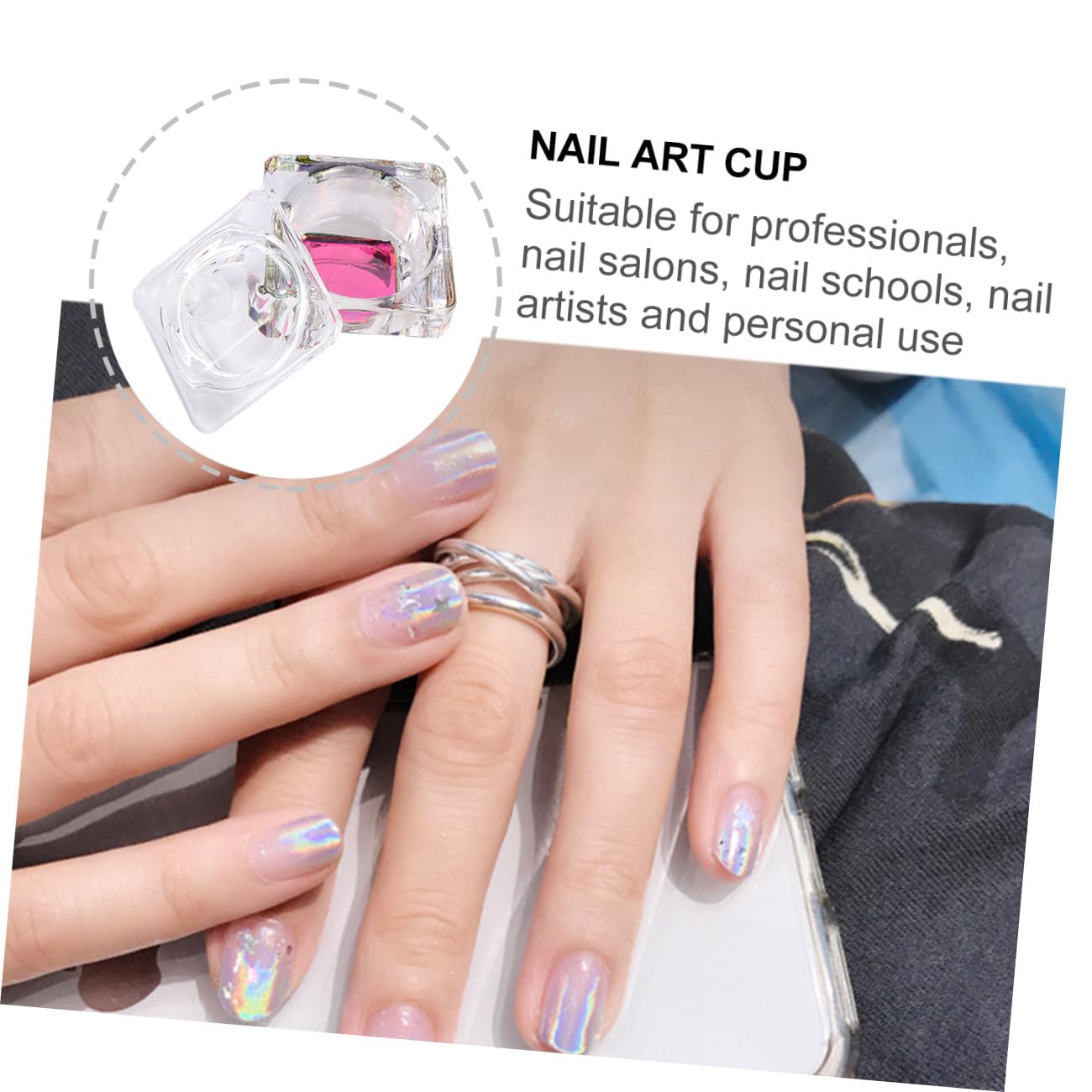 2Pcs Nail Crystal Glass Cup with Lid for Acrylic Liquid Mixing image 3