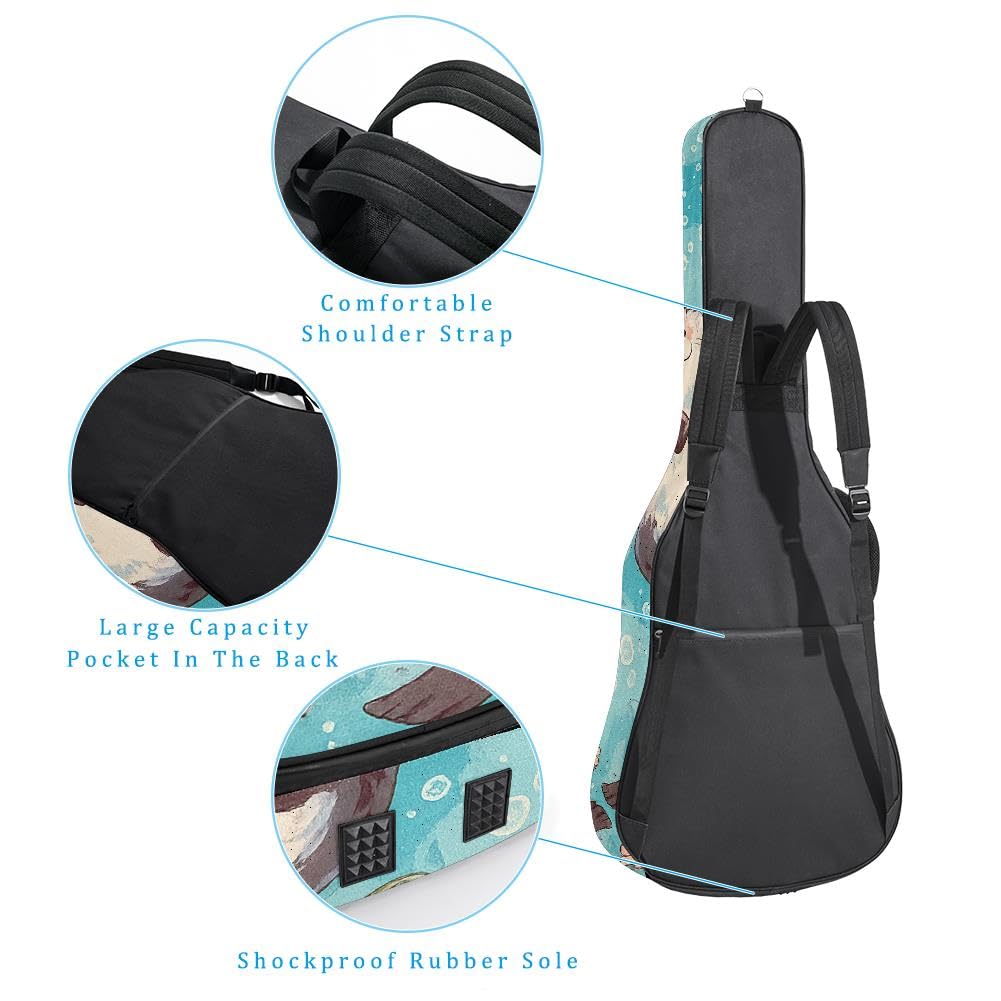 Gitarrentasche, volle Größe, 99 cm, 101,6 cm, 104,1 cm, für Akustikgitarre, Konzertgitarre, 10 mm dick, gepolstert, Halloween-Augen, Fledermaus-Gitarrenkoffer, wasserdicht, mit Tasche