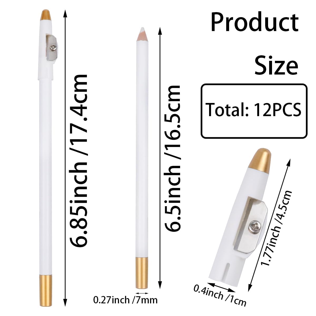 12 Pieces Eyebrows Pencils With Built-in Sharpener - Makeup Pencil for Edge Hairline, Razor Trace, Beard Guide and Shaping