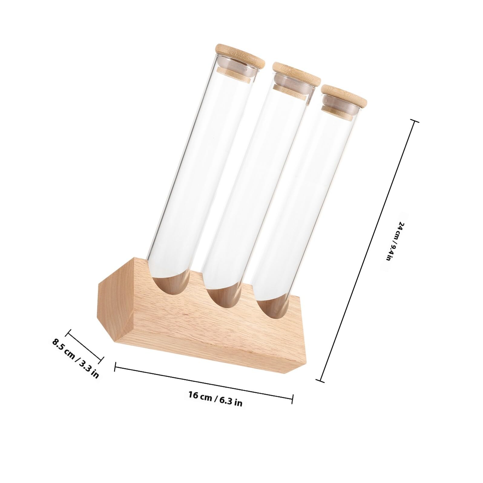 Reagenzglas-Aufbewahrung mit Holzregal, luftdicht, multifunktionale Gläser für Kaffeebohnen, Tee, Gewürze, Küche und Café, Verwendung von dicken Glasbehältern zum Einkochen von Zutaten
