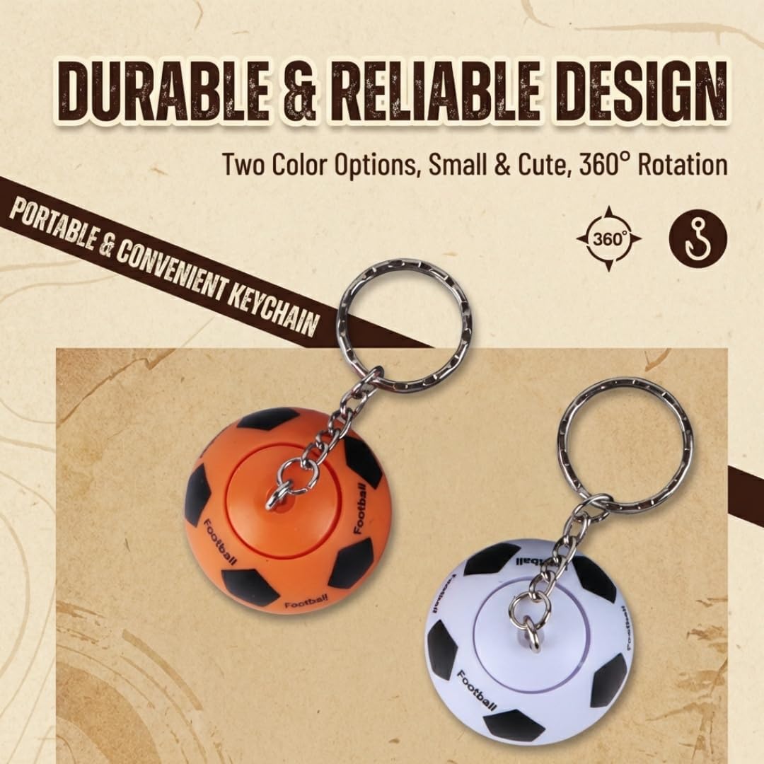 Mini Spinning Soccer Keychain Pendant, Fidget Spinner Bag Charm, Gift for Soccer Fans Birthday