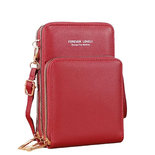 AIMALL RFID-Blocking Women's Crossbody Bag with Touch Screen Phone Window: Convertible PU Leather Purse with Adjustable Shoulder Strap for Secure & Stylish Convenience