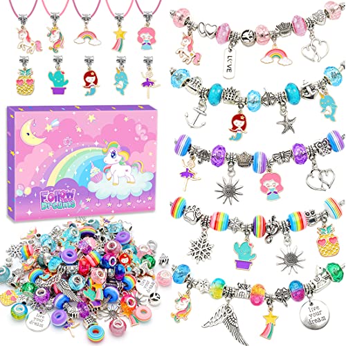 Aowenxi Girls Toys Age 6-8, Gifts For 5 6 7 8 9 10 Year Old Girls Arts And Crafts For Kids Girls Ages 6-8 8-12 Charm Bracelet Jewelry Making Kit For Girls 8-12 5-7 Unicorns Gifts For Girls #TOP30