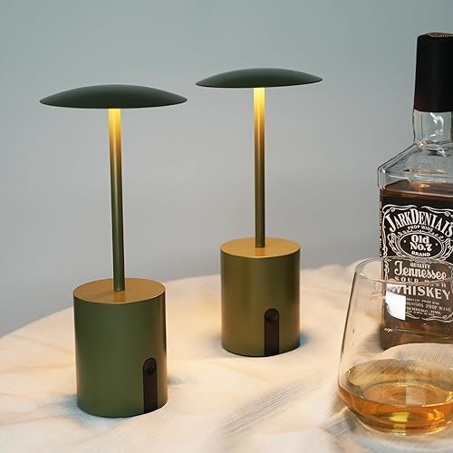 Paquete de 2 mini lámparas inalámbricas de mesa de comedor, recargables, impermeables, regulables al tacto, 2700 K, blanco cálido, batería de 4000 disponible en Yaxa Peru