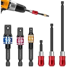 Hakkin 6Pcs Impact Grade Socket Adapter Set & Extension Bit Holder 3Pcs 1/4 , 3/8 , 1/2  Drive Impact Socket Adapter 3Pcs Drill Bit Extension Bit Holder for Power Drill to High Torque Impact Wrench
