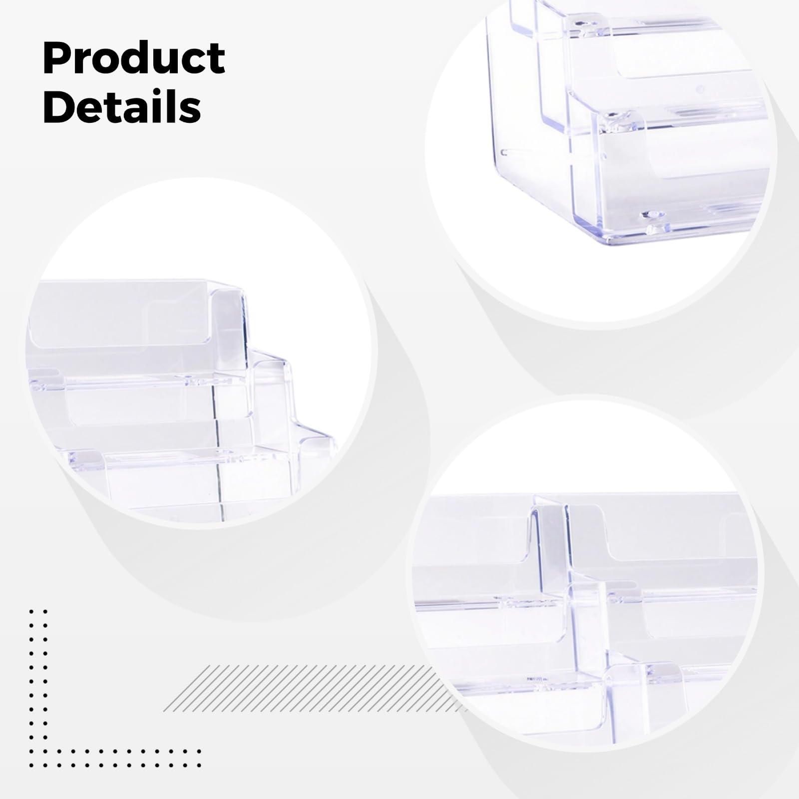 Lot de 4 présentoirs pour cartes de visite, porte-cartes de visite multi-niveaux, organisateur de bureau à 4 niveaux, design transparent, gain de place, base stable, pour bureau, salons professionnels