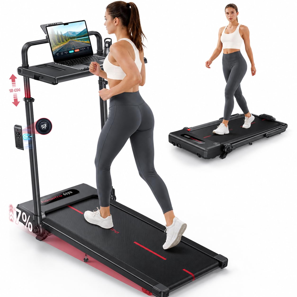 Tapis Roulant Pieghevole Elettrico per Casa 12 km/h, 3 HP, I