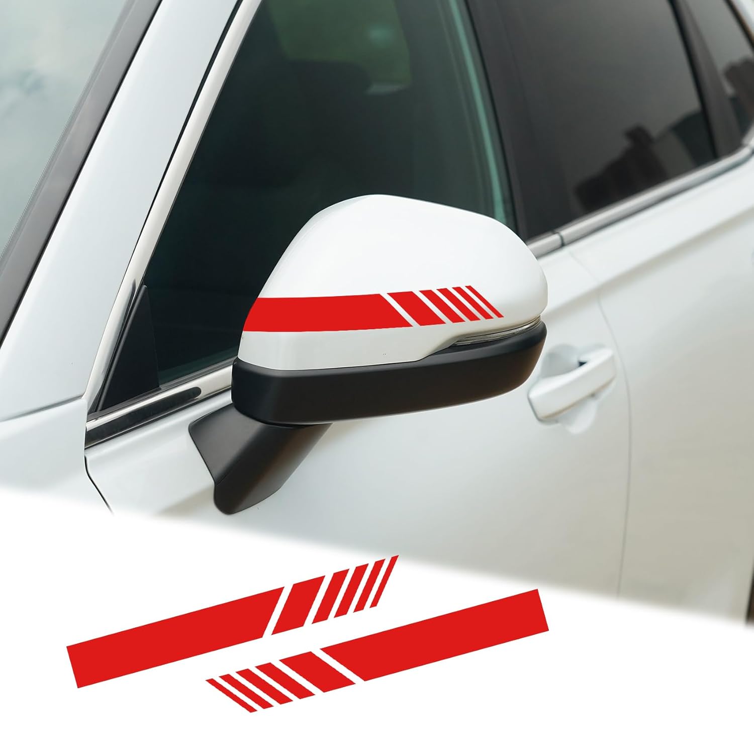 2PCS Car Rear View Mirror Stickers Waterproof Auto Side Rearview Mirrors Decal Stripes Universal Anti-Collision Striped Automotive Warning