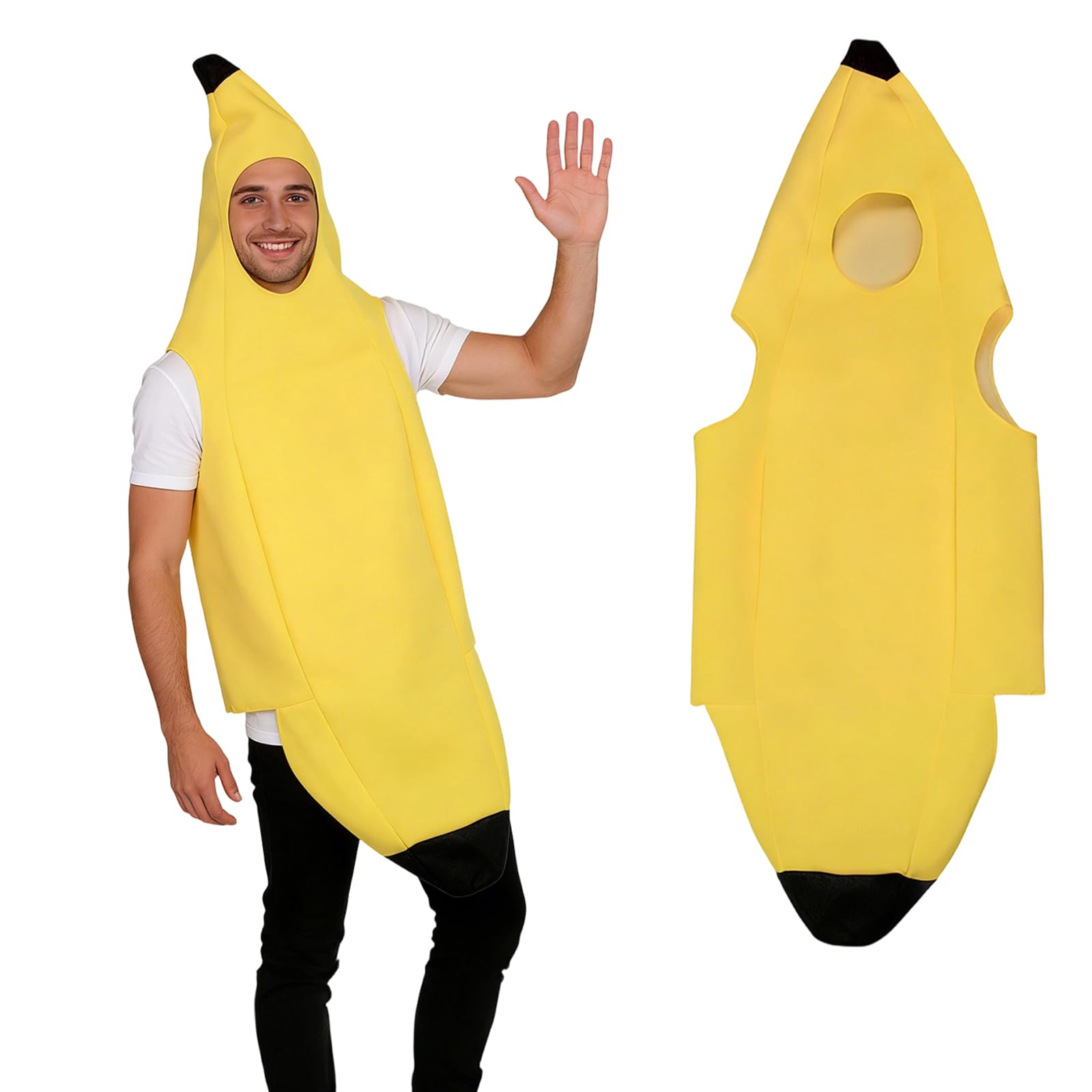 Disfraz Plátano Adulto Unisex, Ligero y Cómodo para Halloween, Fiestas, Carnaval, Navidad, Cosplay, Amarillo