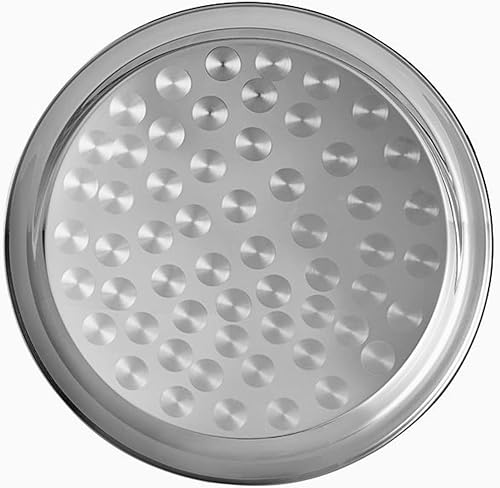 Bandeja redonda de acero inoxidable de 16 pulgadas con patrón de remolino, bandeja para servirexhibir por Tezzorio disponible en Yaxa Peru