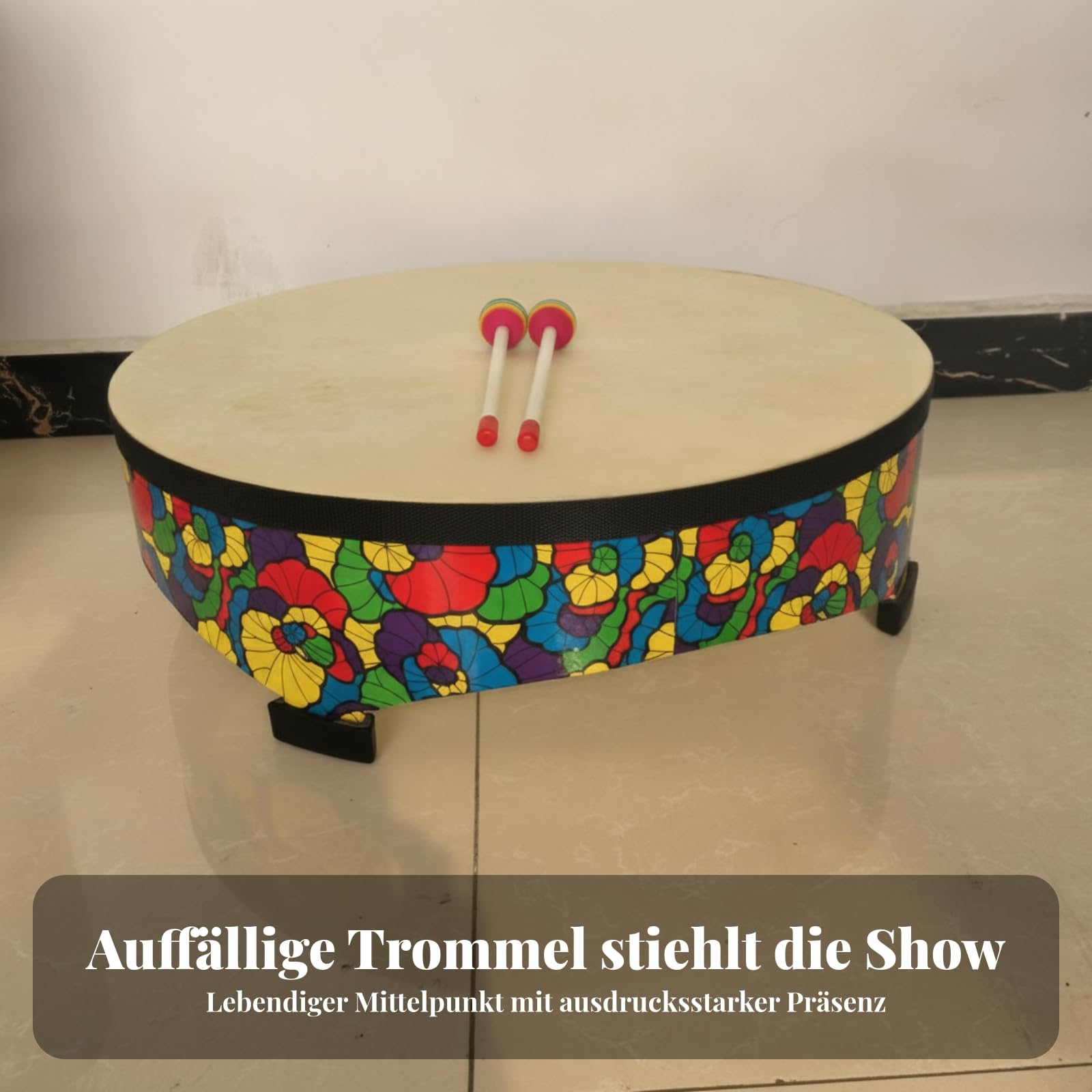 Holztrommel aus Holz Kindertrommel bunt Kinderinstrumente für Kinder, Dhd56a