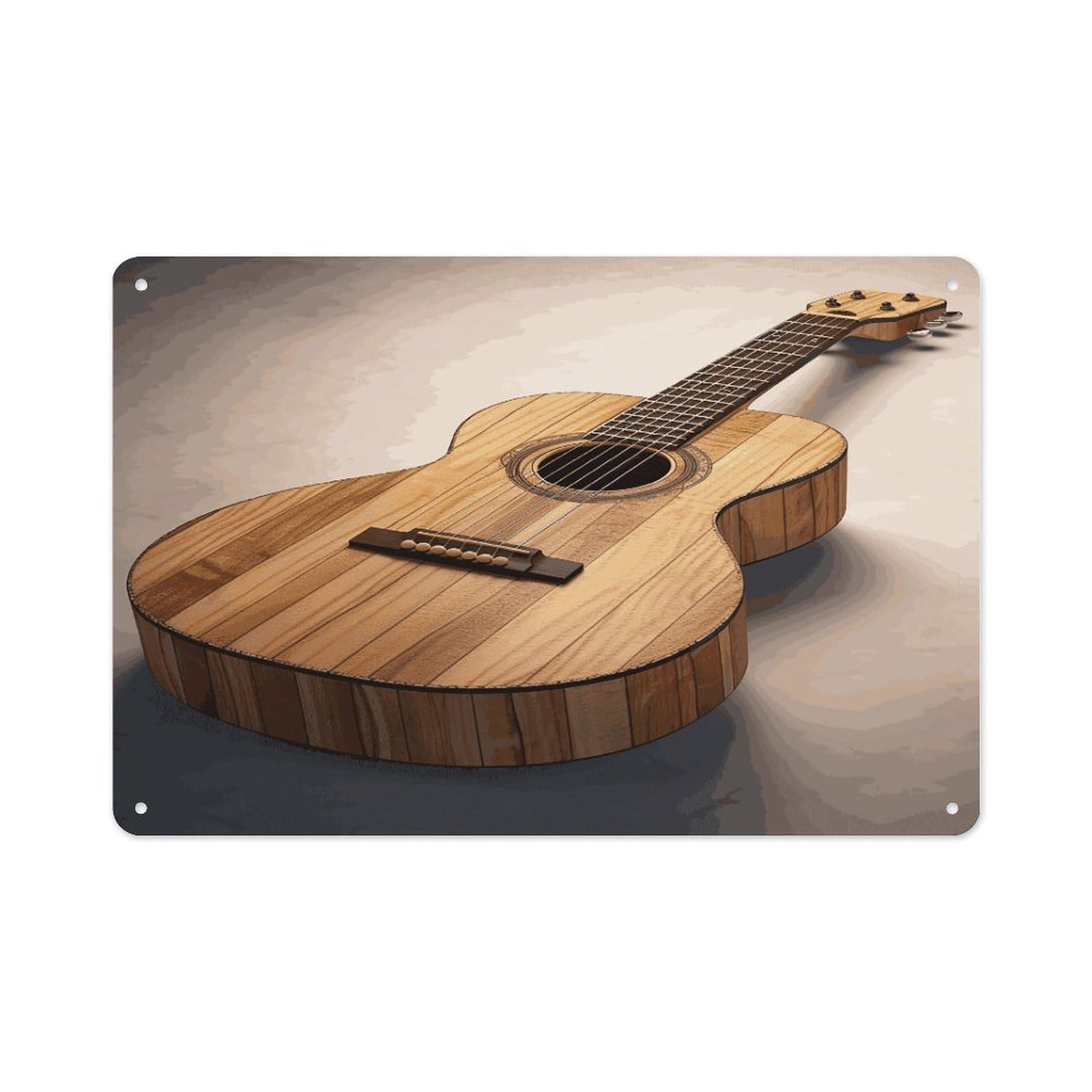 Btcowzrv Style Guitar Wooden Metal Sign 7.9 X 11.8 Inch, Aluminum Sign Wall Art Decor Easy To Install, Decorative Plaque For Home Bar Kitchen Pub Shop Garage