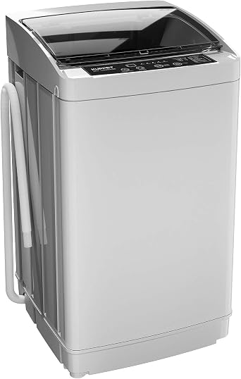 Full-Automatic Portable Washing Machine, Compact 1.01 Cu.ft Laundry Washer Spin with Drain Pump,LED display,3 Washing Programs and 5 Water Levels,11 lbsCapacity, stainless steel inner tub,Grey.
