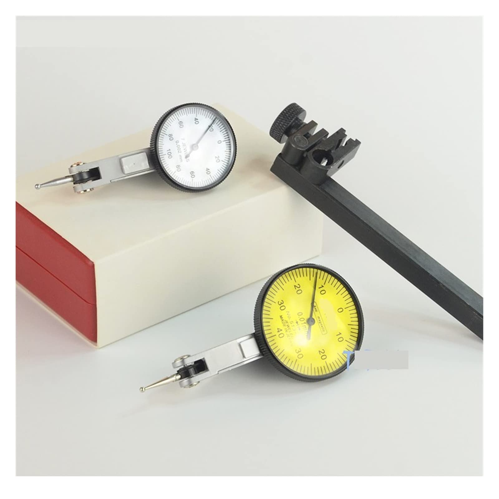 Comparatore Centesimale, Lunghezza 100mm Estensione Morsetto rotante Misuratore di altezza quadrante digitale Leva Indicatore di test del quadrante Connettore Braccio di supporto Supporto di supporto