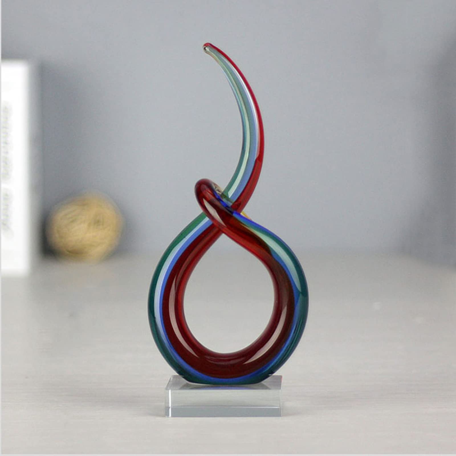 Glasfigur rot und grün handgefertigt Briefbeschwerer aus geblasenem Kristallglas Glasurkunst für Tischdekoration Heimdekoration