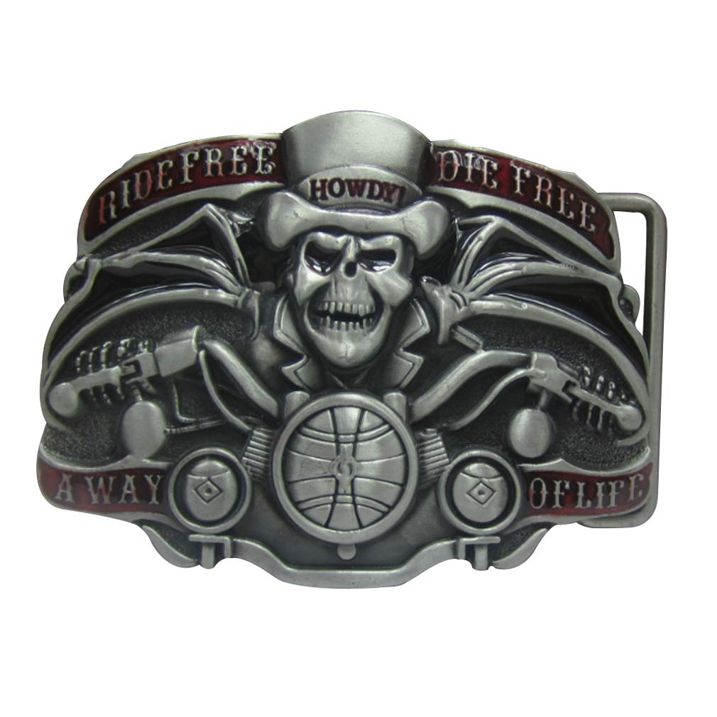 Lkmy Men's H Novelty Belt Buckle,Western Cowboy Skull Belt Buckle For Wo (H)