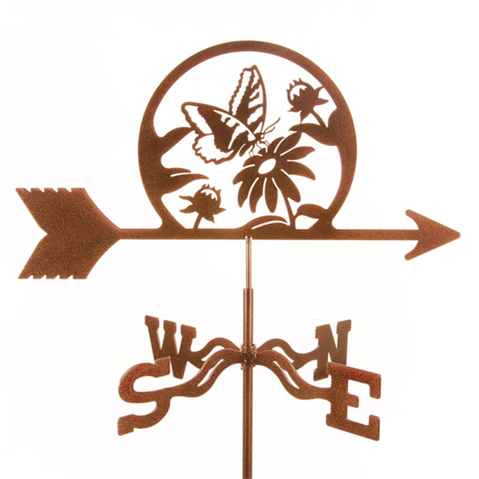 WIQUYBML Weather Vanes Wind Vane Direction Indicator Weathercock Stainless Steel with Anti-Rust Coating for Outdoor Garden/Butterfly/35 * 50Cm