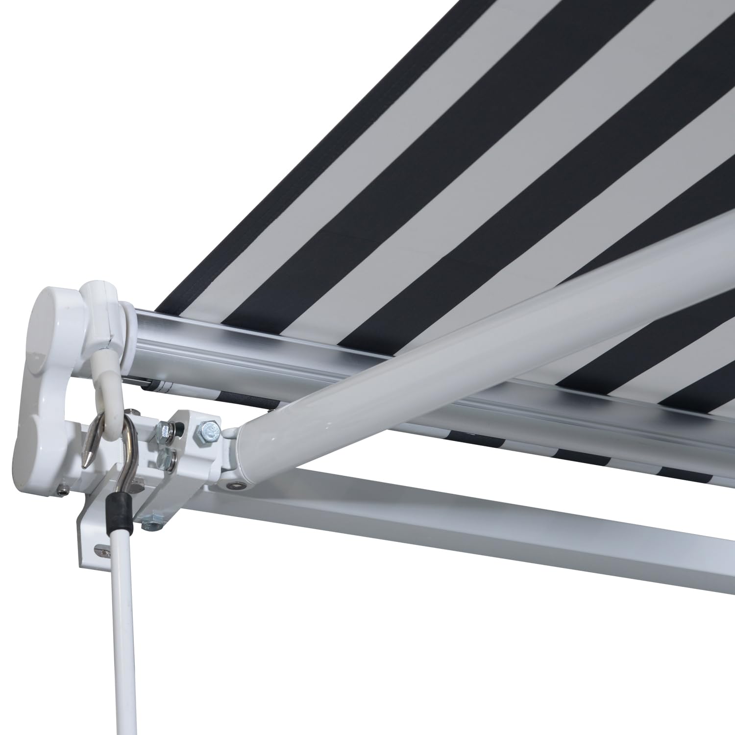 Toldo Outsunny Toldo de Brazo articulado Protección Solar con manivela 3,5 x 2,5 m Gris+Blanco Aluminio Poliéster