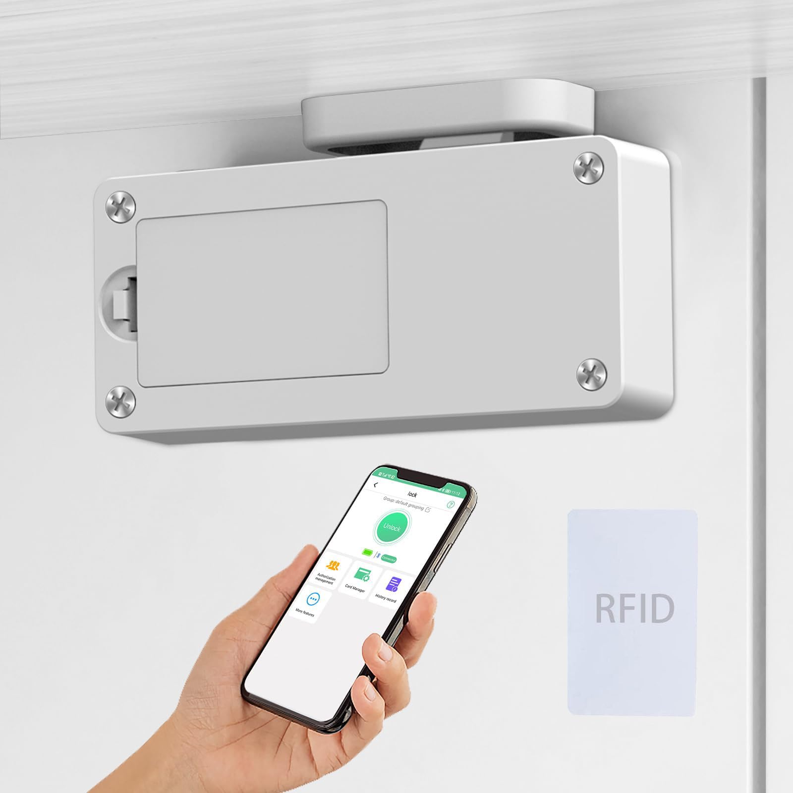 Joyzzz Hidden Smart Cabinet Lock, RFID Electronic Cabinet Lock with Key Card, Keyless Electronic Cabinet Lock, Hidden DIY Child Safety Lock for Door, Drawer, Wooden Cupboard