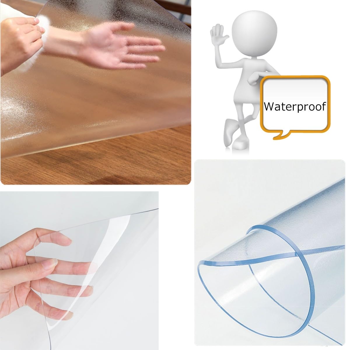 Nappe Transparente Givré,Salon Et Bureau Imperméable,Toile Cirée Lavable Anti-Graisse,étanche L