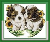 Full Range of Embroidery Starter Kits Stamped Cross Stitch Kits Beginners for DIY Embroidery with 40 Pattern Designs - Dogs