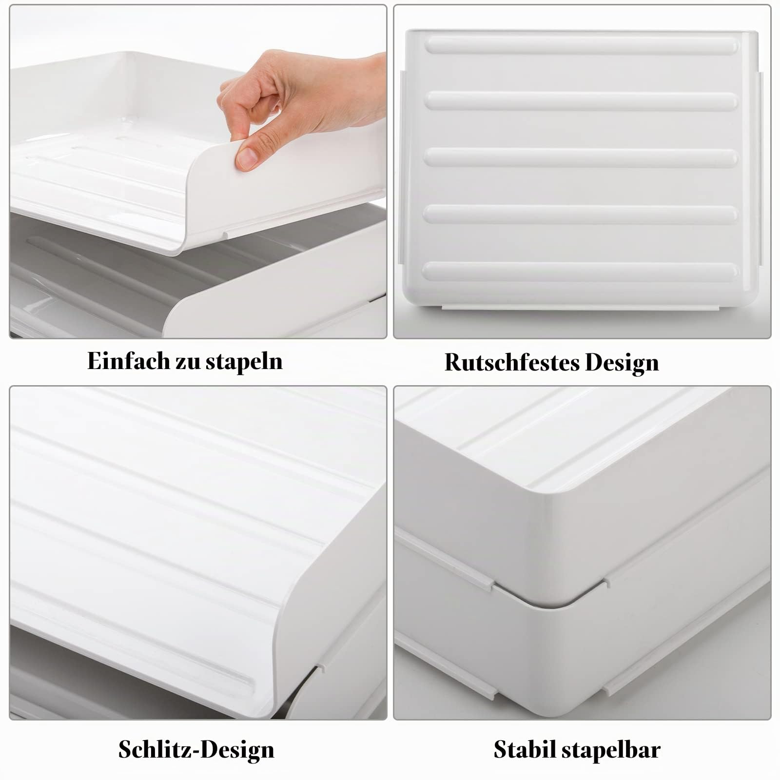 Okllen 3er-Pack Stapelbare Desktop Briefablage, 3 stöckige Papier Dokumentenablage Organizer Schreibtisch Aktenregal für A4 Papier, Zeitschriften, Quittungen, Bürobedarf, 31,5 x 24,5 x 7 cm