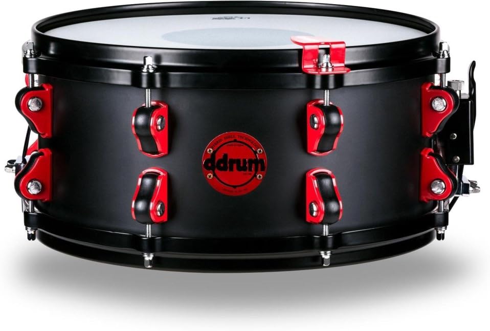 ddrum Hybrid Snare Drum with Trigger - 6 inches x 13 inches, Satin Black with Red Hardware