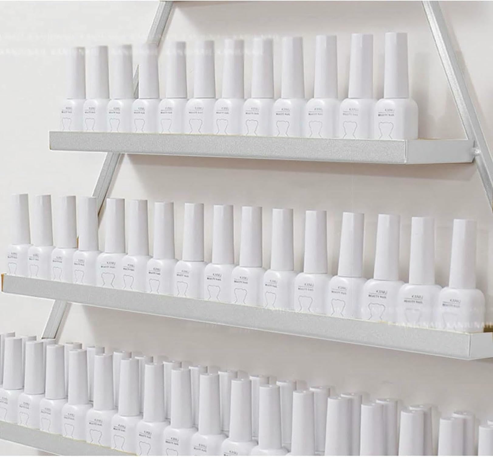 Estante metálico de Pared para Guardar esmaltes de uñas, Vitrina Triangular para esmaltes de uñas y cosméticos, Vitrina espaciosa para cosméticos, Ideal para Salones de manicura y Tiendas mi