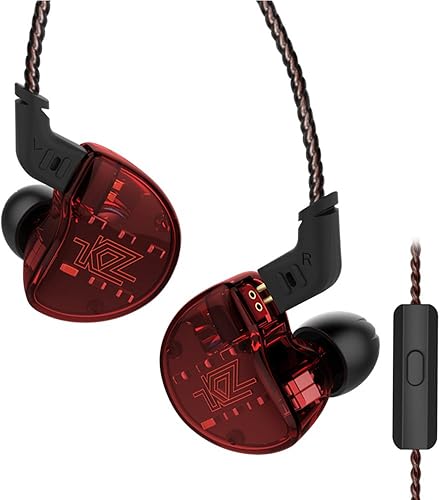 Linsoul KZ ZS10 5 controladores en los oídos auriculares de alta resolución con cable desmontable con micrófono rojo