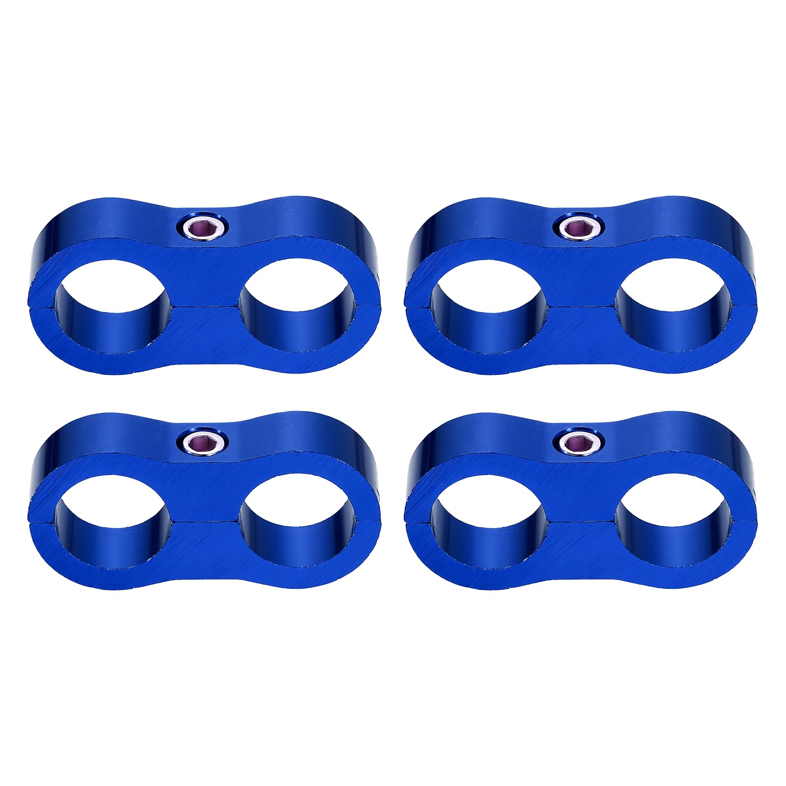 sourcing map 4 Pcs 10AN Hose Separator Clamp 19mm 3/4" ID Fuel Line Mounting Clamps Aluminum Hose Fitting Adapter Divider for Oil Hose Water Pipe Gas Line, Blue