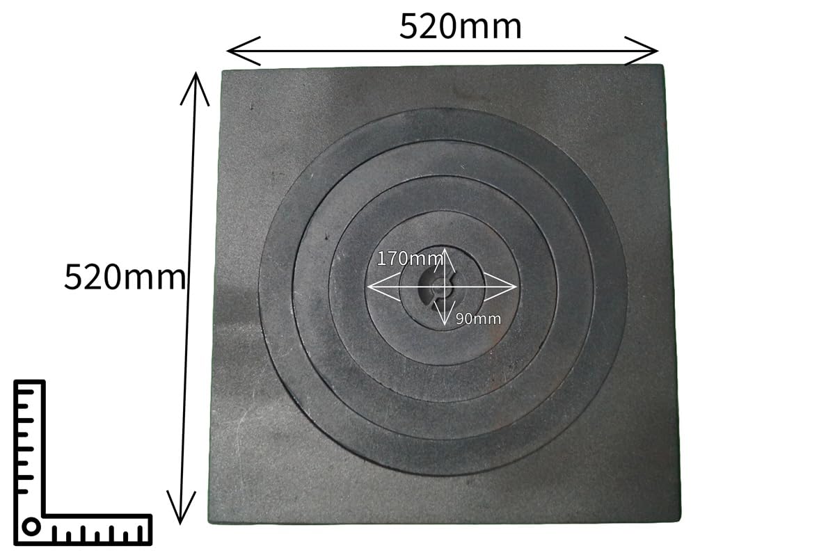 Sellon24® Ofenplatte Feuer Herdring Gusseisen Gussringe Gusseisenringe Cast Iron 52x52cm